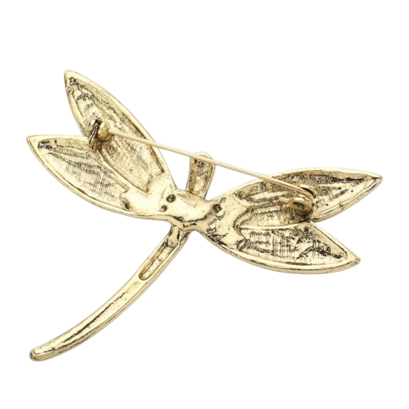 Topaz & Iridescent Crystal Dragonfly Brooch - Picture 3 of 3